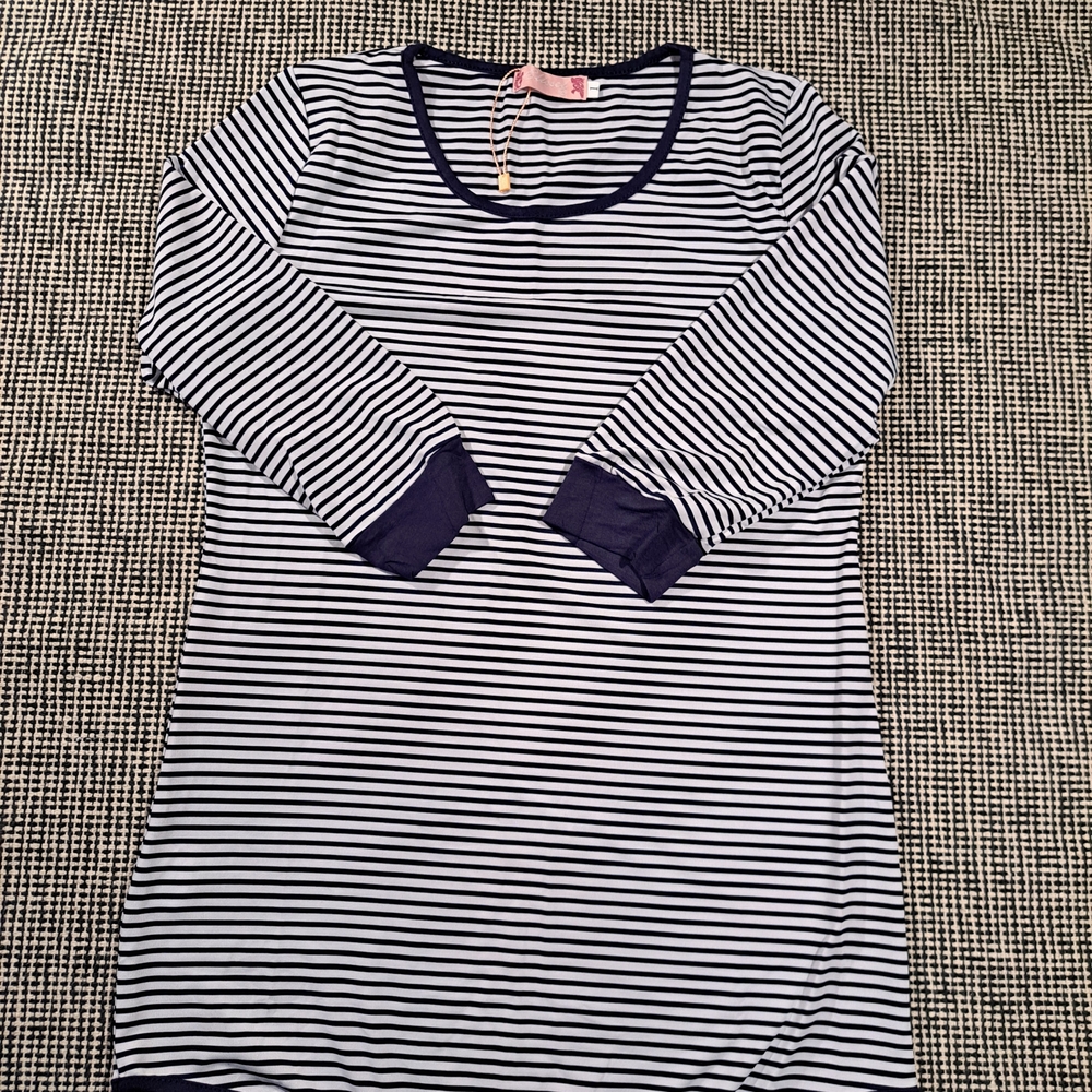 Women's Striped 3/4 Sleeve Shirt One Size